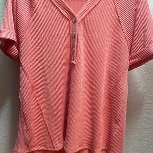 Chic Coral Button-Down Women's Shirt